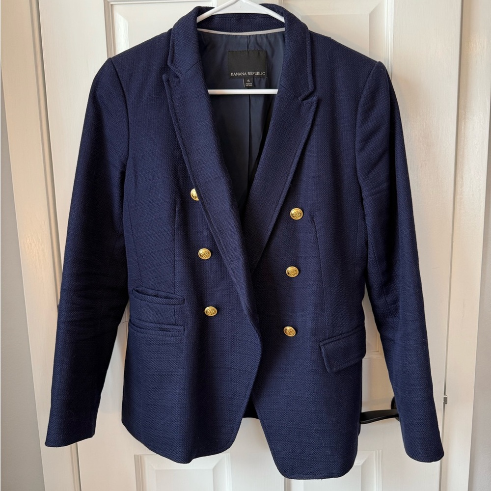 Banana Republic Dark Blue Blazer with Gold Buttons